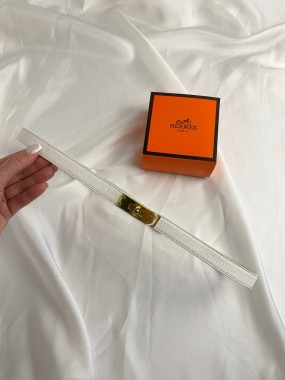Ремінь HERMES Kelly white/gold Premium