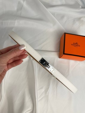 Ремінь HERMES Kelly White/silver Premium