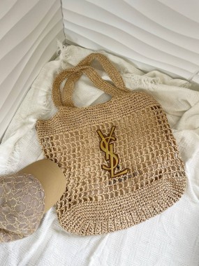 Соломʼяна сумочка YSL + гаманець