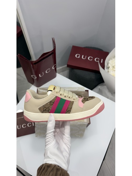 Кеди Gucci Screener GG Beige/Pink