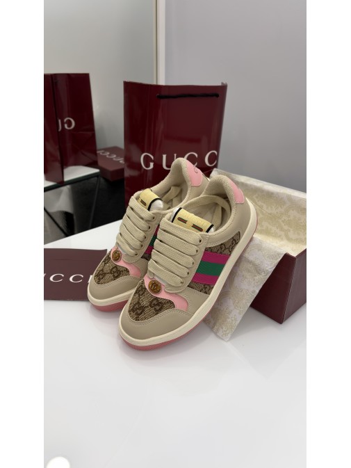 Кеди Gucci Screener GG Beige/Pink