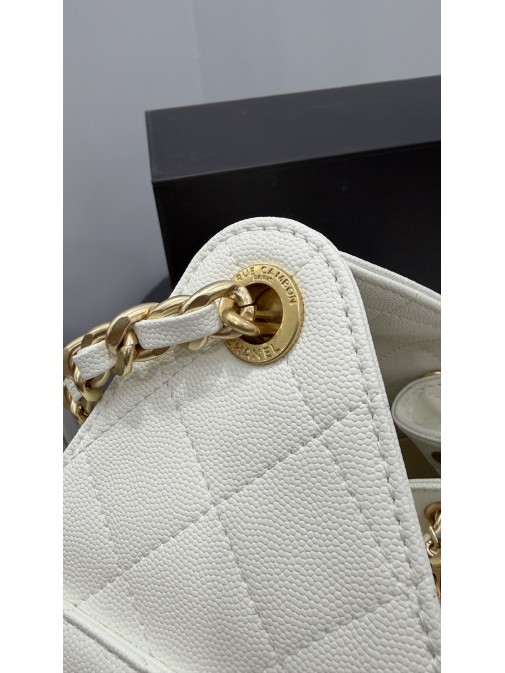 Chanel 25  Hobo Bag White  Gold