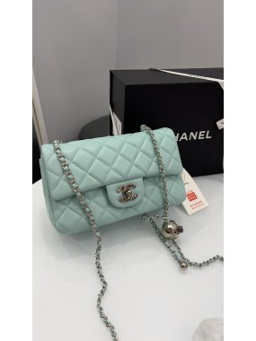 Chanel Classic 1.55 Small Single Flap Bag Tiffany Silver Chanel Classic 1.55 Small Single Flap Bag Tiffany Silver