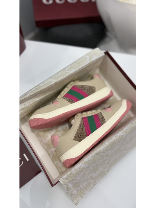 Кеди Gucci Screener GG Beige/Pink