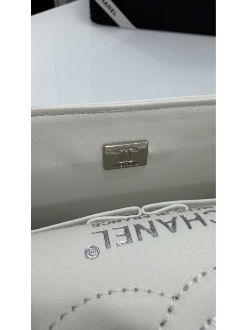 Chanel Classic Flap Bag White Silver