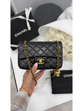 Chanel Mini Classic Rectangular Flap Bag Black Gold