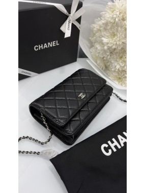 Chanel Classic Wallet on Chain (Зерниста шкіра )