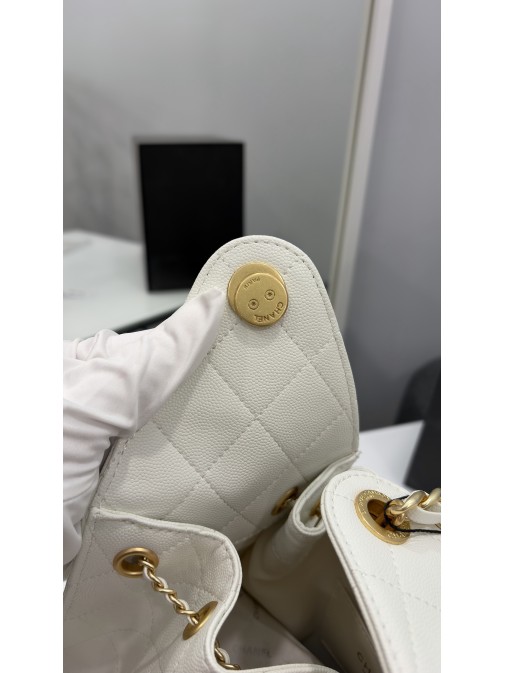 Chanel 25  Hobo Bag White  Gold