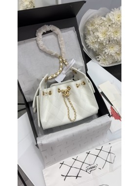 Chanel 22 Small Handbag White  Gold