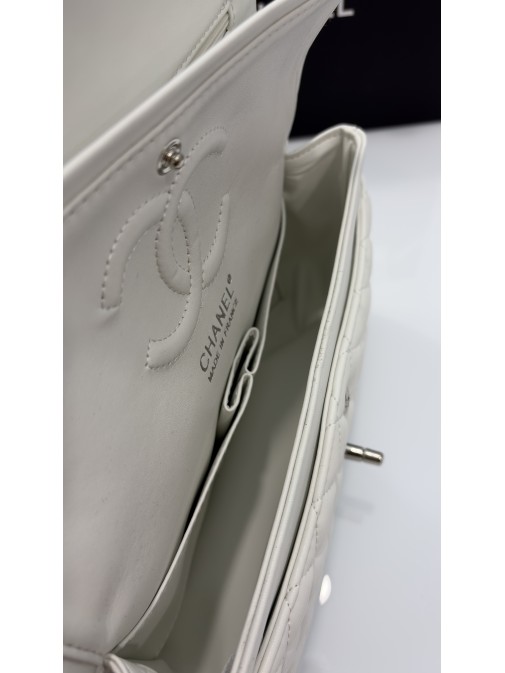 Chanel Classic Flap Bag White Silver