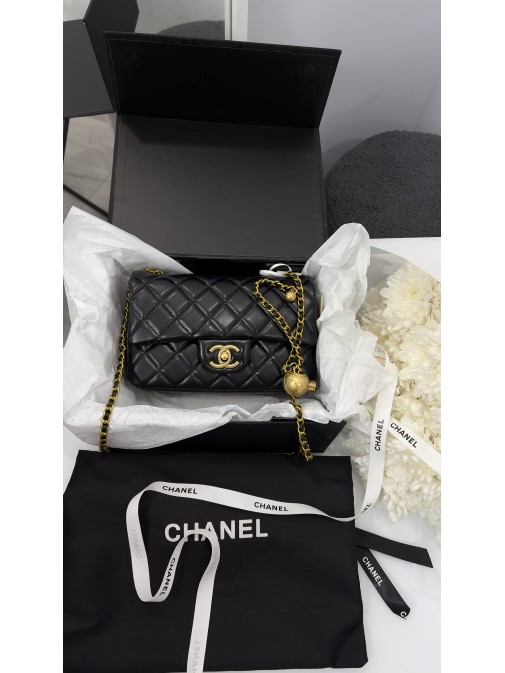Chanel Mini Classic Rectangular Flap Bag Black Gold