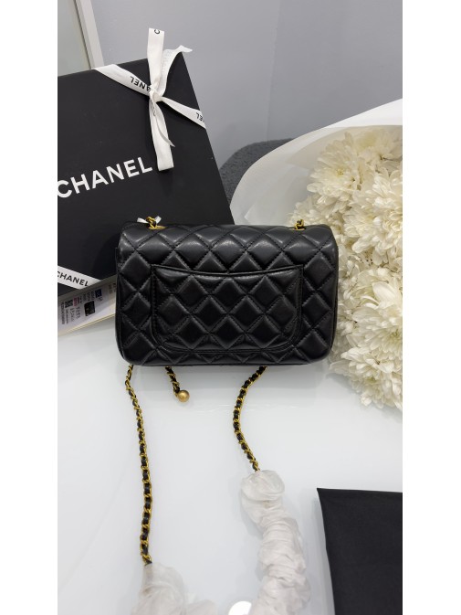 Chanel Mini Classic Rectangular Flap Bag Black Gold