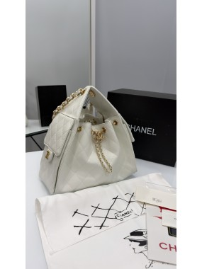 Chanel 25  Hobo Bag White  Gold