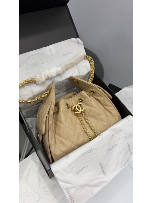 Chanel 22 Small Handbag Light Beige Gold