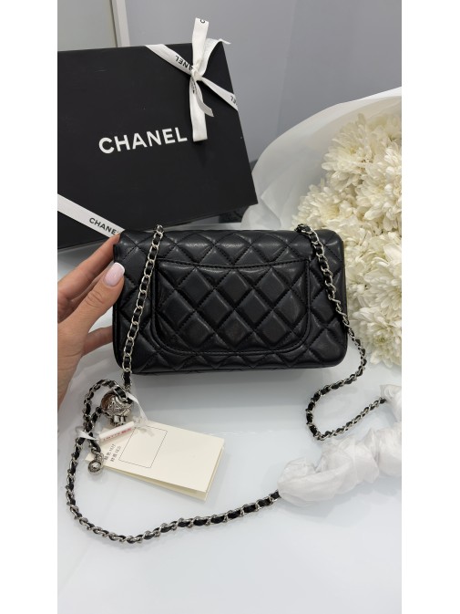 Chanel Mini Classic Rectangular Flap Bag Black Silver Chanel Mini Classic Rectangular Flap Bag Black Silver