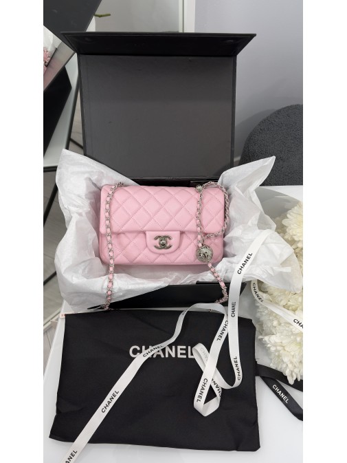 Chanel Mini Classic Rectangular Flap Bag Silver