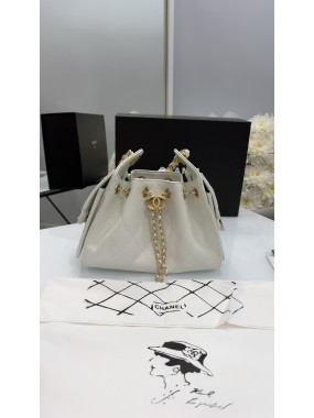 Chanel 22 Small Handbag White  Gold