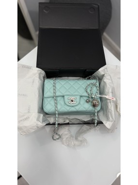 Chanel Classic 1.55 Small Single Flap Bag Tiffany Silver