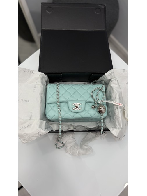 Chanel Classic 1.55 Small Single Flap Bag Tiffany Silver Chanel Classic 1.55 Small Single Flap Bag Tiffany Silver